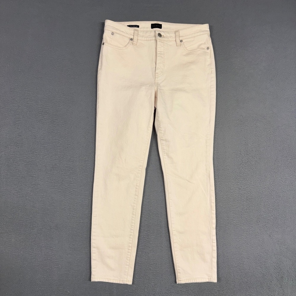 Talbots Jeans Womens 8 Cream Slim Ankle Off White Casual Stretch Denim Cotton